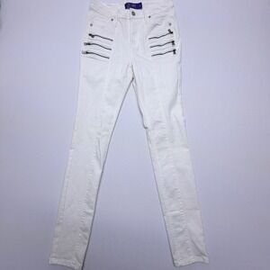 Jennifer Hudson Soho Jeans Womens 4 White High Waist Legging Moto Zipper Skinny